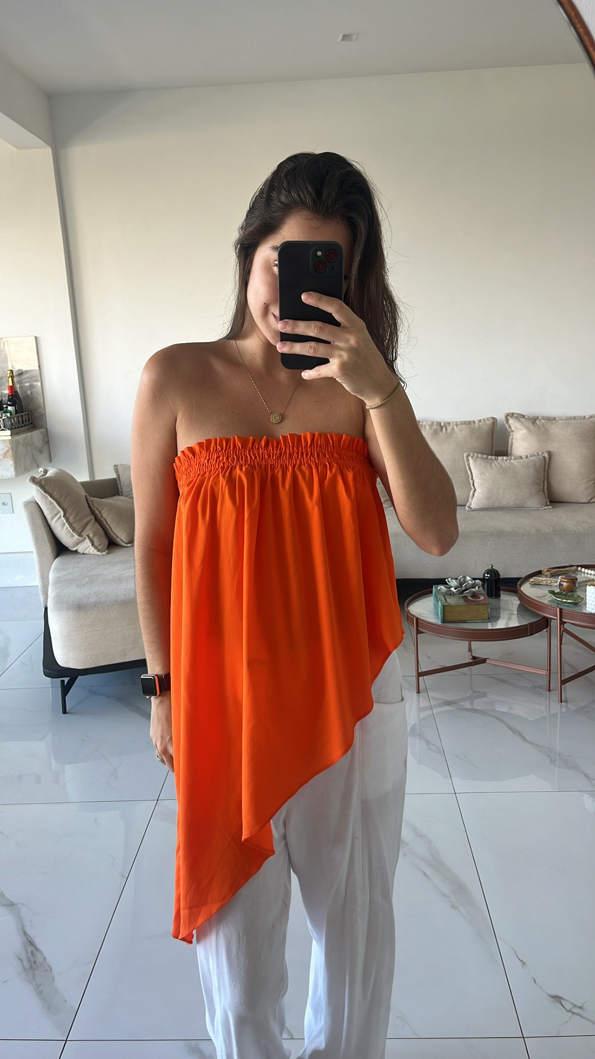 Bata assimétrica laranja