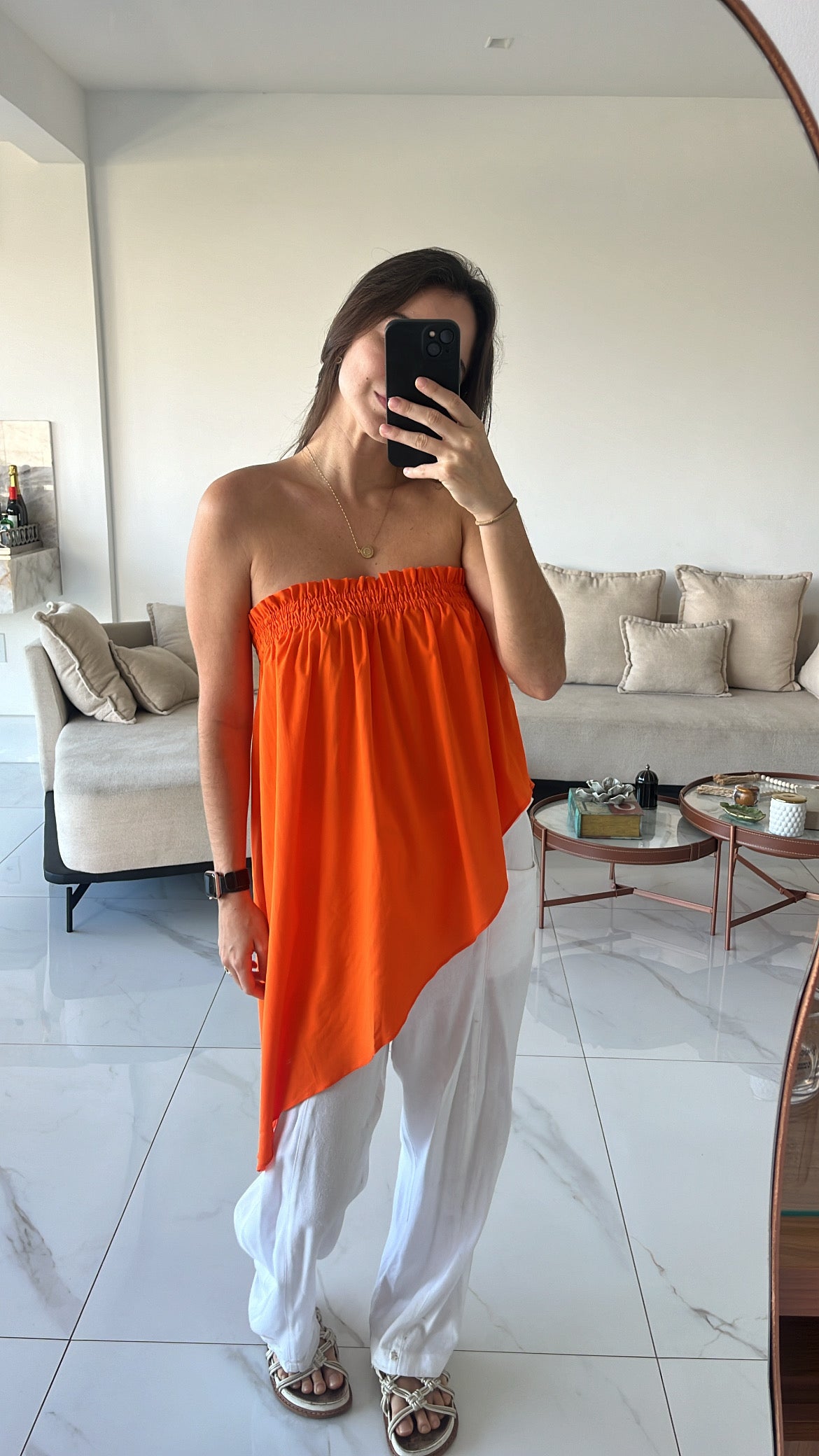 Bata assimétrica laranja