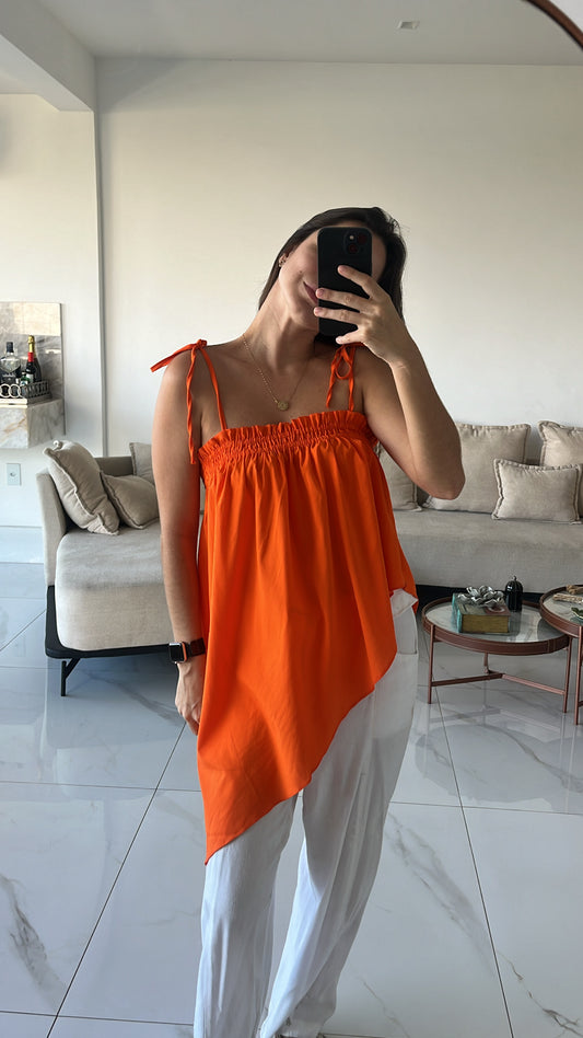 Bata assimétrica laranja